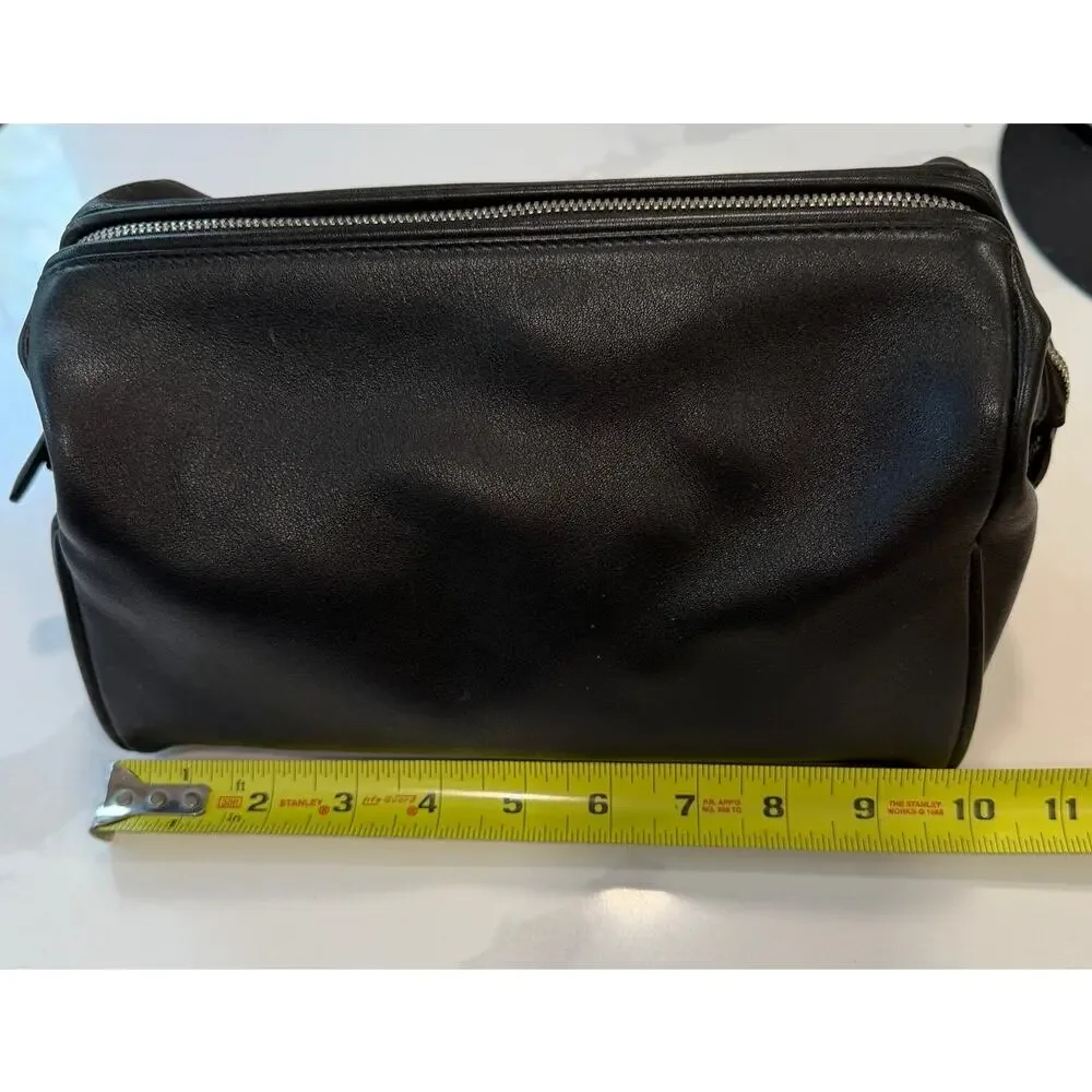 Coach black leather toiletry bag